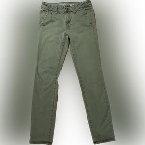 American Eagle twill skinny pants, army green, size 8 Long